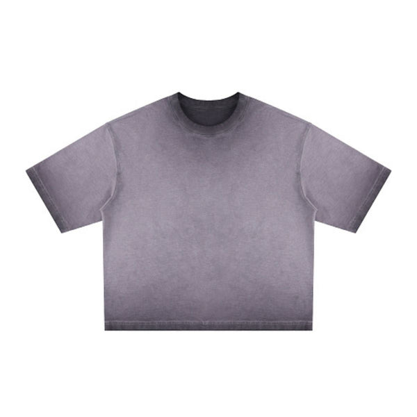 Washed Cotton Boxy Cropped Crew Neck Tee