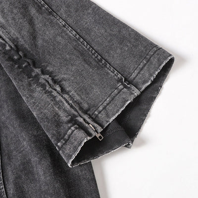 Structural Panels Sleeve Zipper Vintage Washed Short Sleeve Tee