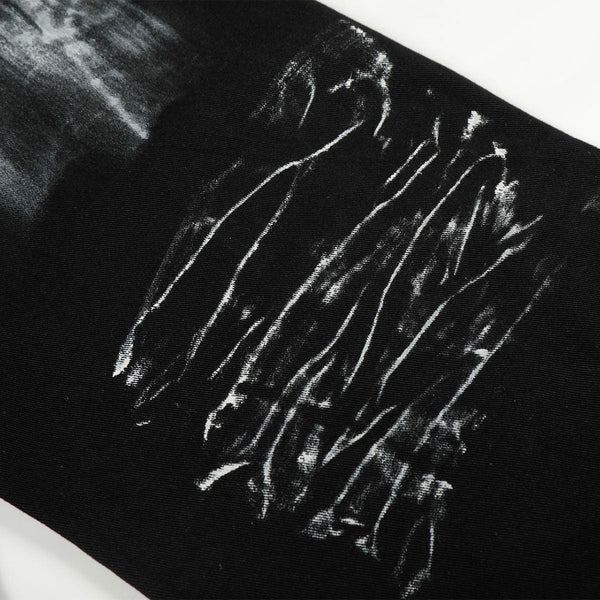 Painted Distress Black Wide Leg Star Patch Jeans