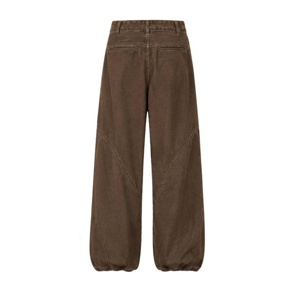 Striped Corduroy Patchwork Relaxed Fit Multi-Pocket Utility Cargo Pants