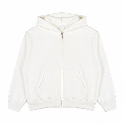 Boxy Cropped 340G Thermal Fleece Zip Hoodie