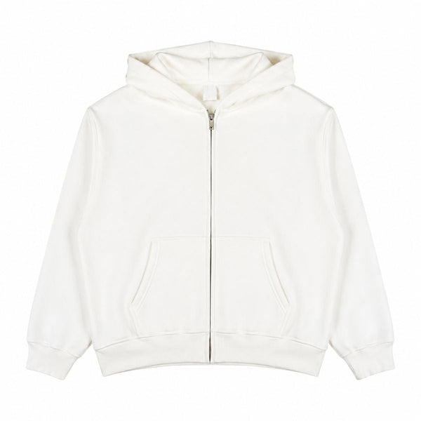 Boxy Cropped 340G Thermal Fleece Zip Hoodie