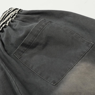 Casual Wide Leg Cargo Pants Striped Elastic Waistband