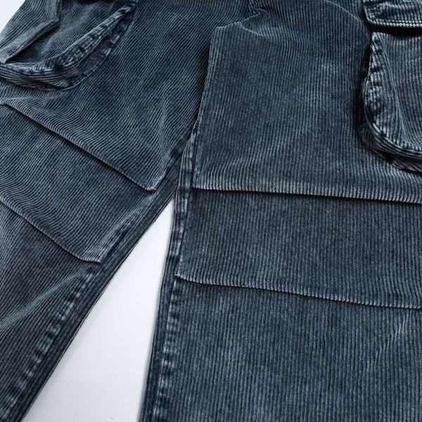 Washed Corduroy Deconstructed Relaxed Cargo Pants