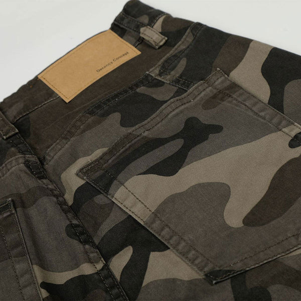 Camouflage Utility Wide Leg Adjustable Hem Pants