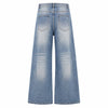 Vintage Washed Curved-Leg Denim Jeans