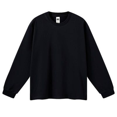 Solid Loose Fit Side Split Hem Long Sleeve T-Shirt