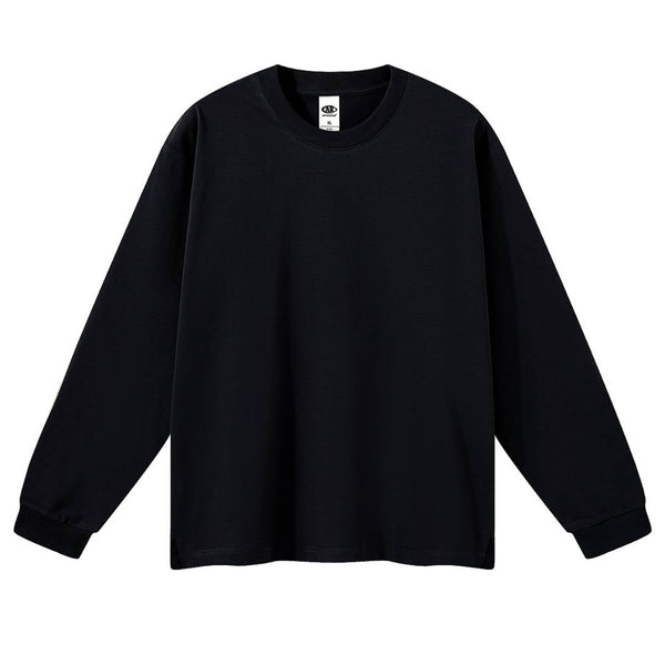 Solid Loose Fit Side Split Hem Long Sleeve T-Shirt