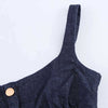 Decorative Button Strappy Denim Maxi Dress