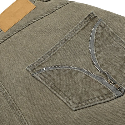 Men's American Street Curved Pants Washed Distressed Loose Wide Leg