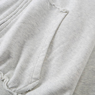 Washed Raw Edge Double Slider Zip Hoodie