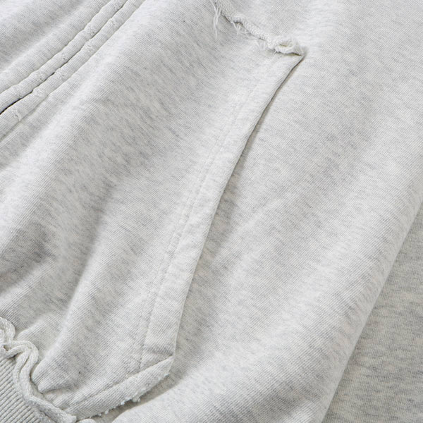 Washed Raw Edge Double Slider Zip Hoodie