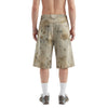 Vintage Mud-Washed Denim Texture Bermuda Shorts