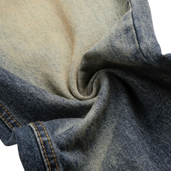 Vintage Washed Wide Leg Whiskered Jeans
