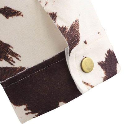 Cow Printed Relaxed Denim Jacket