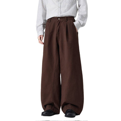 Relaxed Pleated Wide Leg Trousers