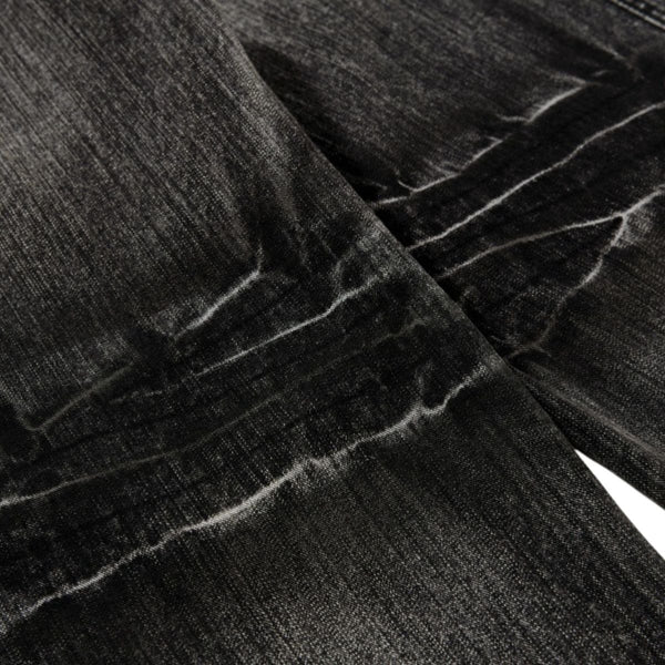 Men's Distressed Washed Denim Wide Leg Pants Punk Paint Splatter