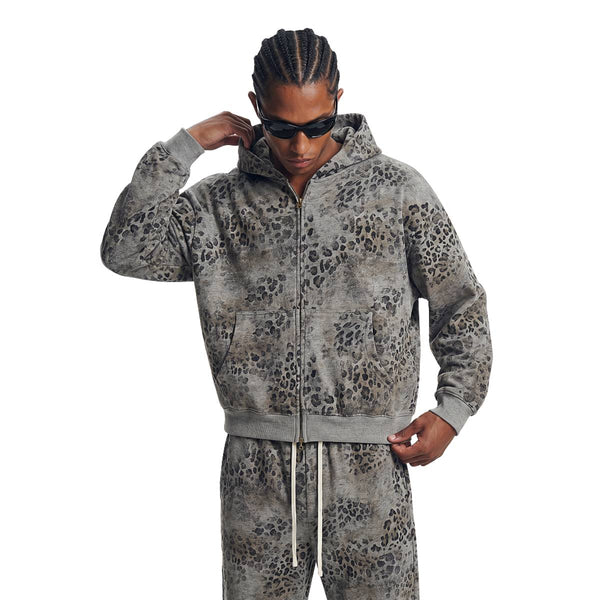 Heavyweight Leopard Camo Zip Hoodie
