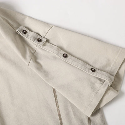 Button Shoulder Detail Vintage Washed Short Sleeve Tee
