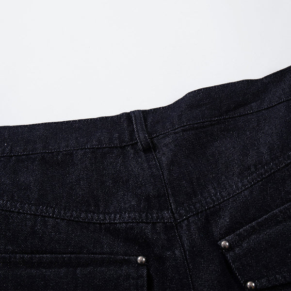 High Waisted Relaxed Fit Button Fly Vintage Blue Jeans