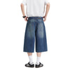 Retro Washed Denim Wide-Leg Bermuda Short