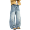 Vintage Washed High Waist Distressed Relaxed Straight Leg Denim Jeans
