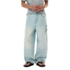 Faded Bleach Geometric-Pocket Baggy Jeans