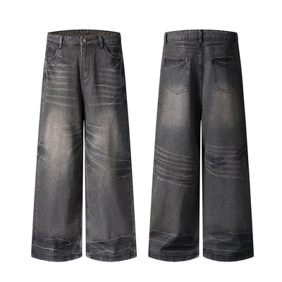 Vintage Whisker Wash Wide-Leg Jeans