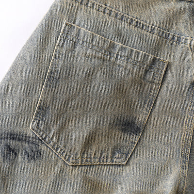 Vintage Tie-Dye Barrel-Leg Distressed Jeans