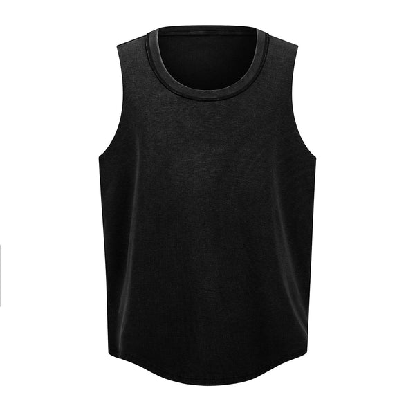 Wax-Dye Waffle Knit Vintage Washed U-Neck Vest