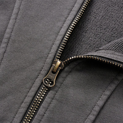 Vintage Washed Oversized Curved Stitch Zip Hoodie