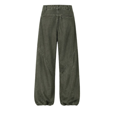 Striped Corduroy Patchwork Relaxed Fit Multi-Pocket Utility Cargo Pants