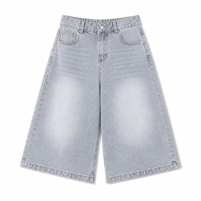 Vintage Sand Wash Straight Leg Denim Shorts