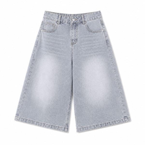 Vintage Sand Wash Straight Leg Denim Shorts