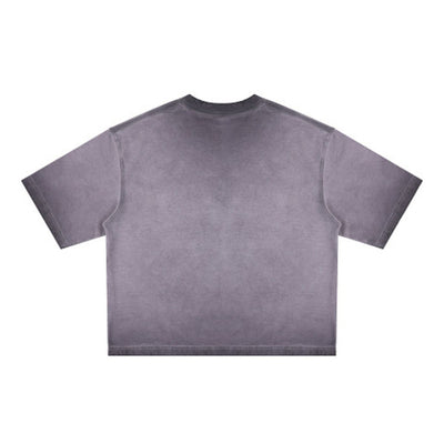Washed Cotton Boxy Cropped Crew Neck Tee