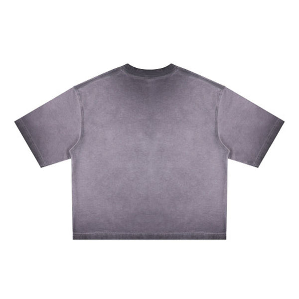 Washed Cotton Boxy Cropped Crew Neck Tee