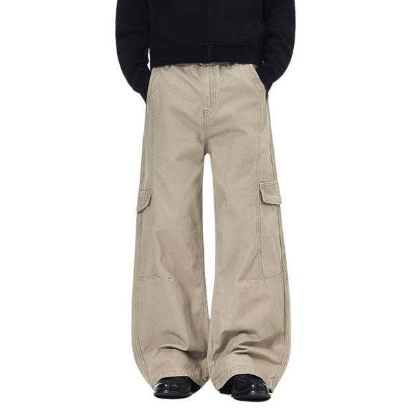 Minimal Washed Solid Wide Leg Barrel Pants