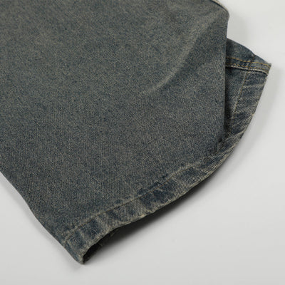 Studded Cross Detail Vintage Washed Wide Leg Denim