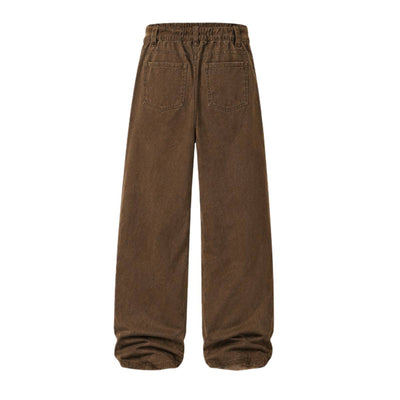 Washed Solid Baggy Wide Leg Workwear Pants