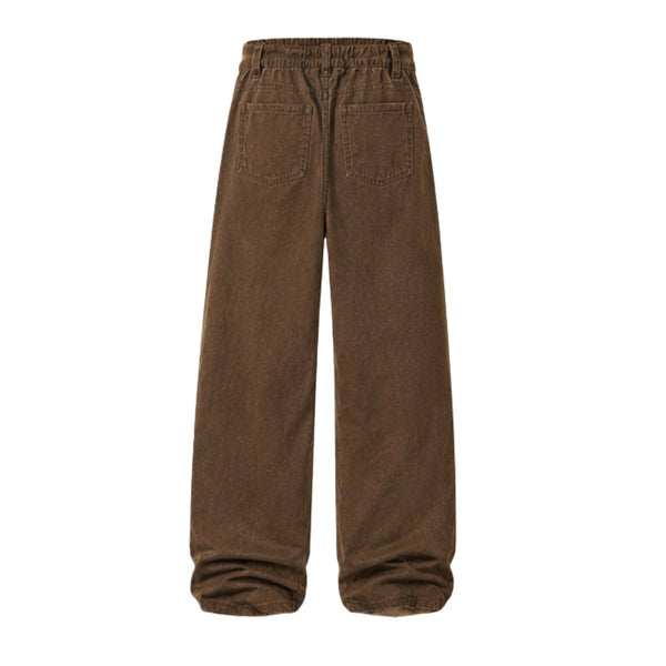 Washed Solid Baggy Wide Leg Workwear Pants