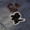Cartoon Patch Loose Fit Denim Shorts
