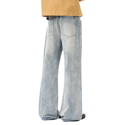 Gradient Washed High Rise Curved Leg Loose Wide Leg Denim Jeans