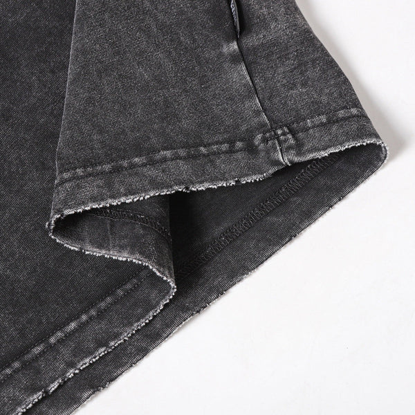 Structural Panels Sleeve Zipper Vintage Washed Short Sleeve Tee