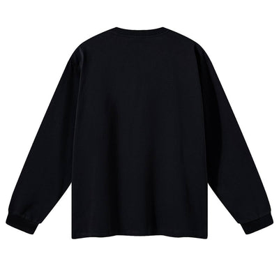 Solid Loose Fit Side Split Hem Long Sleeve T-Shirt