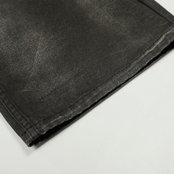 Premium High Street Washed Whisker Loose Straight Jeans