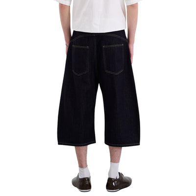 Patchwork Wide-Leg Cropped Denim Jeans
