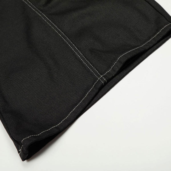 Black Wide Leg Contrast Stitch Denim Pants