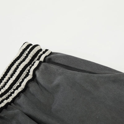 Casual Wide Leg Cargo Pants Striped Elastic Waistband