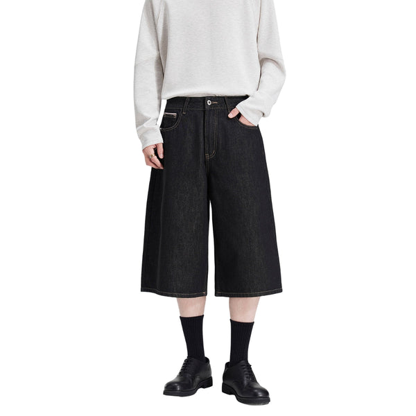 Vintage Loose Straight-Leg Denim Bermuda Shorts