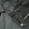 Oversized Stand-up Collar Washed Distressed Denim Jacket